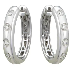 0.89ct tw Burnish Set Diamond Station Hoop Earrings