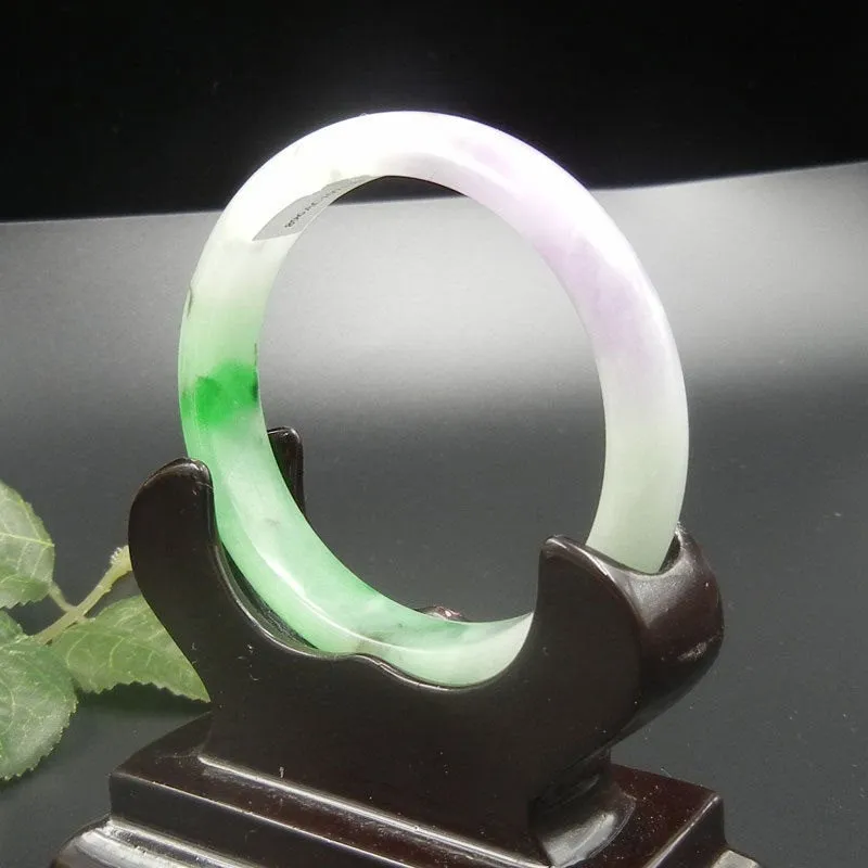 10% OFF- 55/56/57mm Certified Natural Ice Jadeite Emerald Jade Bangle《Grade A》A3272
