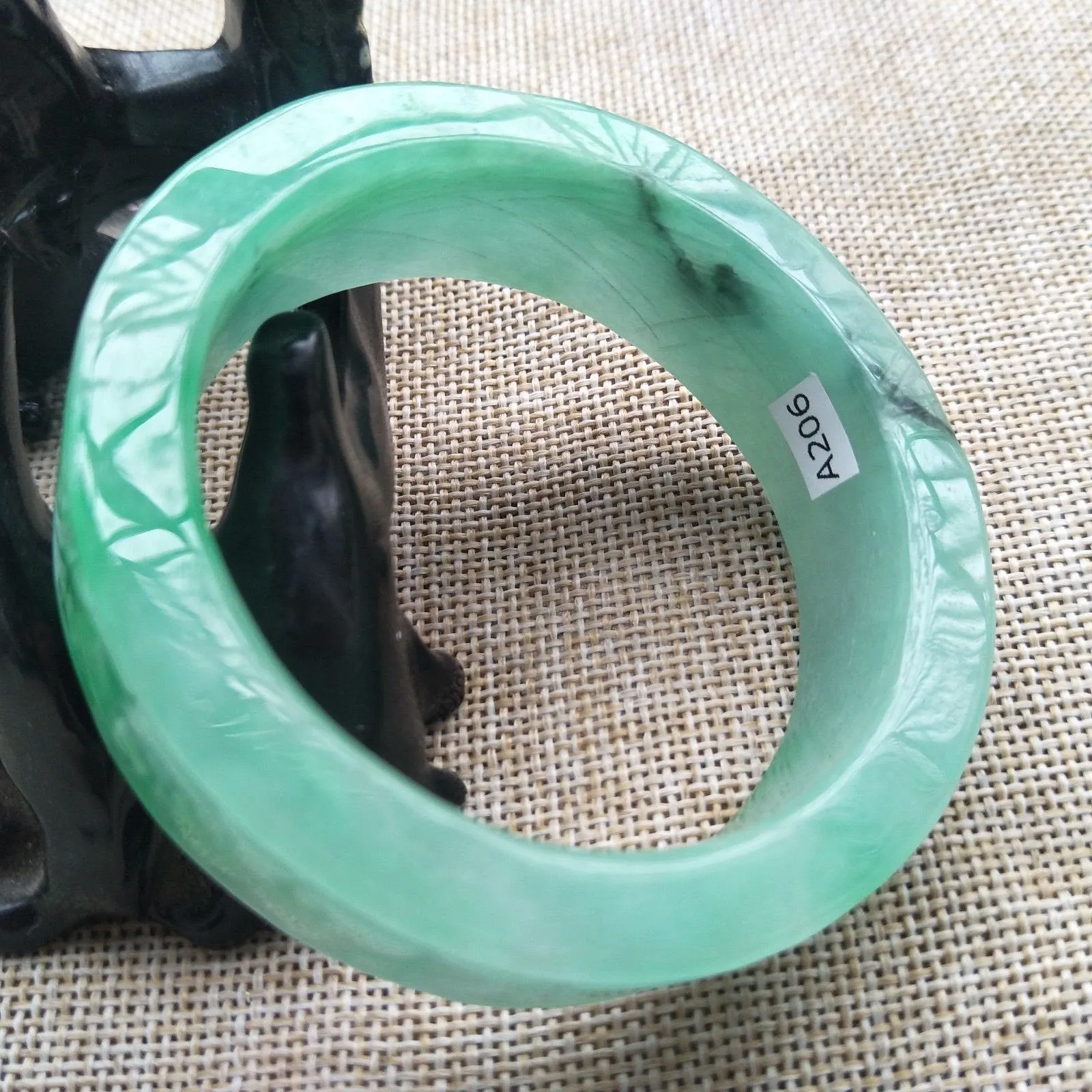 10% OFF- 55/56/57mm Certified Natural Jadeite Emerald A*Jade HandCarved Bangle A206