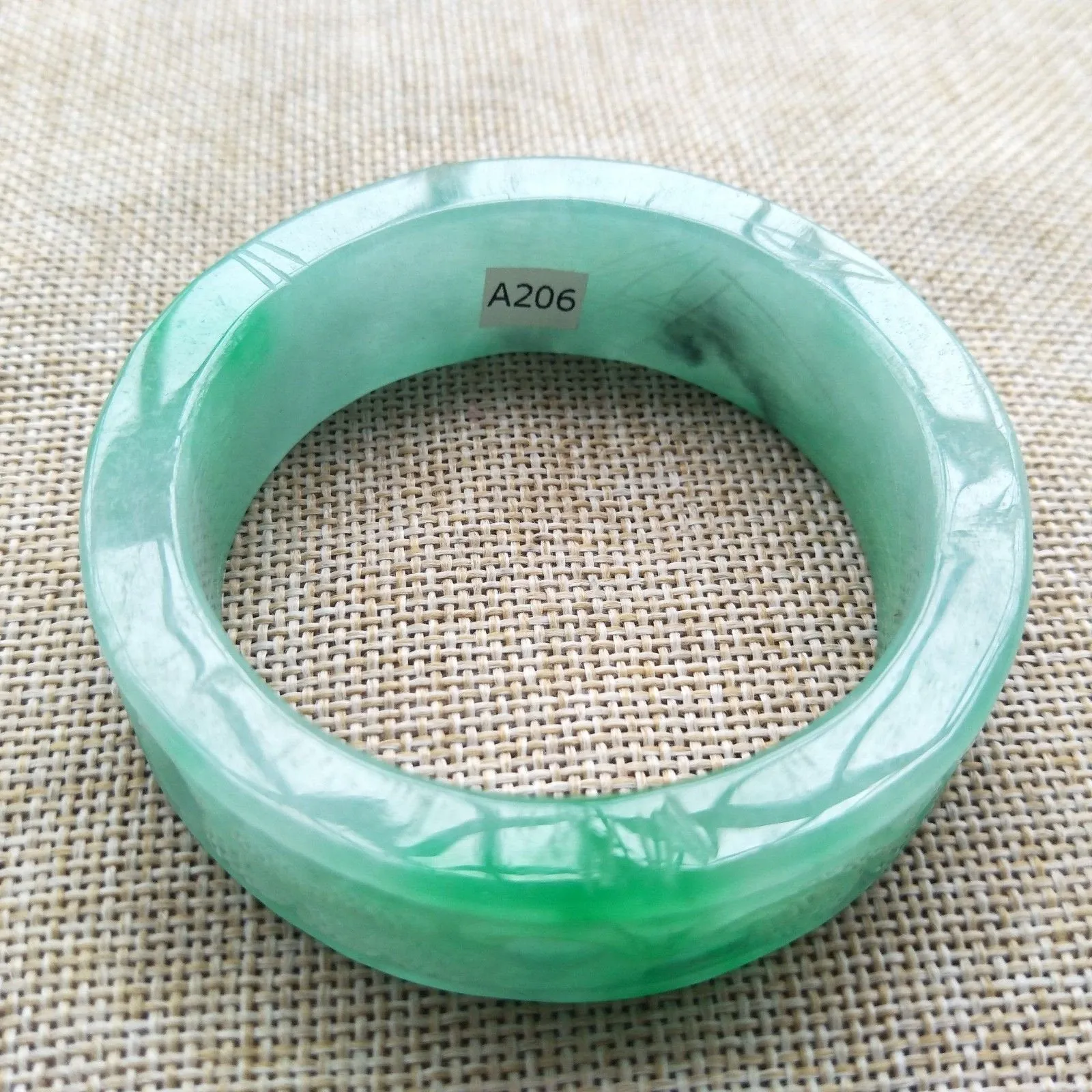 10% OFF- 55/56/57mm Certified Natural Jadeite Emerald A*Jade HandCarved Bangle A206
