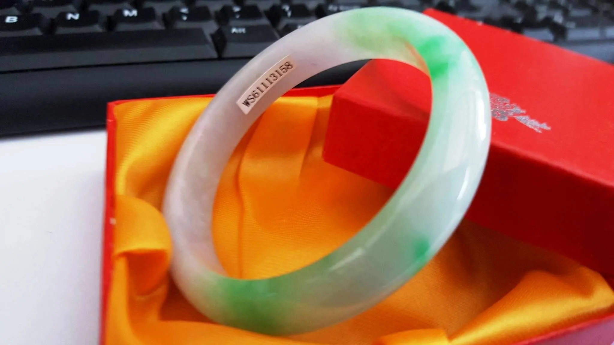 10% OFF- 56/57/58 mm Certified Natural Jadeite Emerald Jade Bangle《Grade A》A182