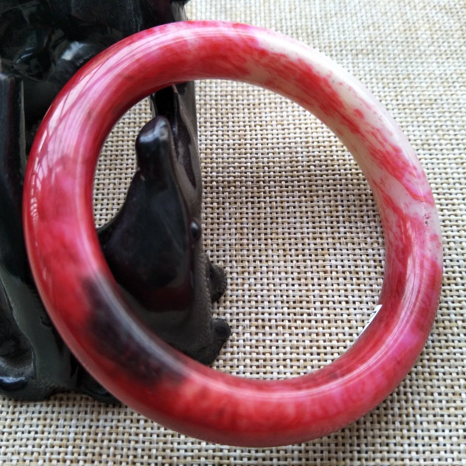 10% OFF- 56/57/58 mm Certified Natural Red Jadeite Emerald A*Jade Handcarved Bangle Z939