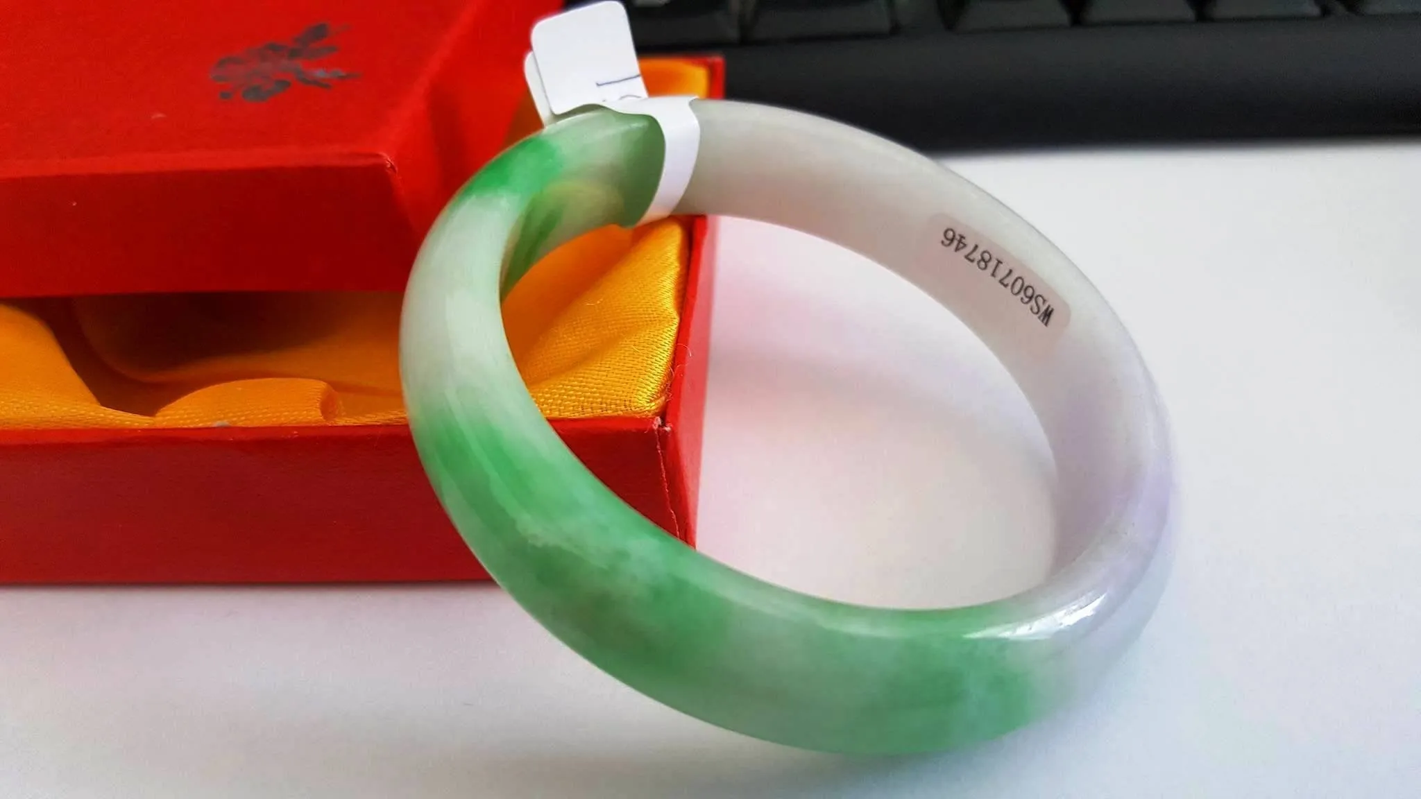 10% OFF- 56/57/58mm Certified Natural 3 Color Jadeite Emerald A*Jade HandCarved Bangle A181