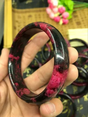 10% OFF- 56/57/58mm Certified Natural Peach Blossom Nephrite Jade Bracelet Bangle