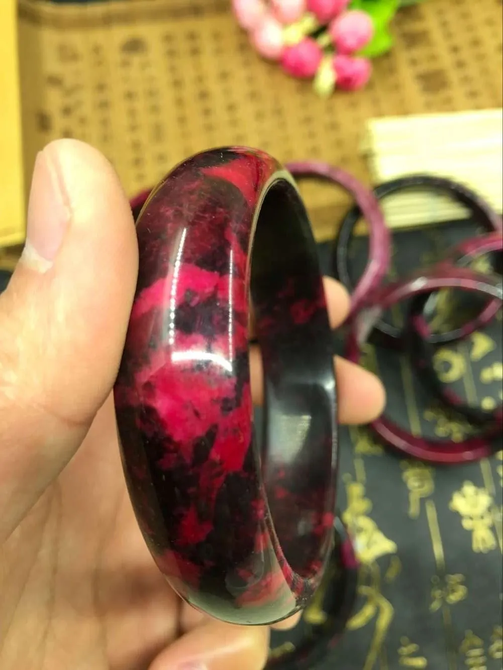 10% OFF- 56/57/58mm Certified Natural Peach Blossom Nephrite Jade Bracelet Bangle