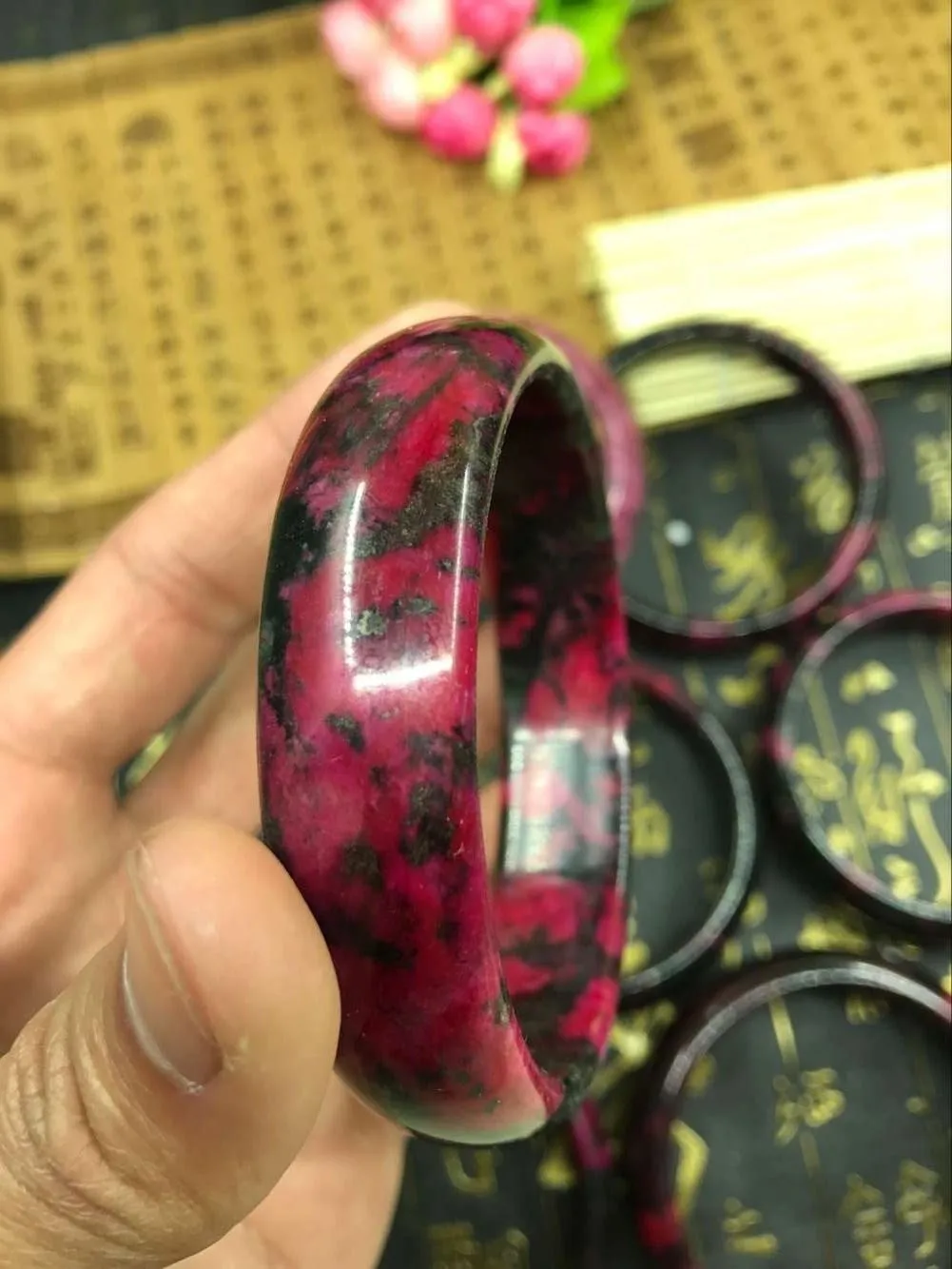 10% OFF- 56/57/58mm Certified Natural Peach Blossom Nephrite Jade Bracelet Bangle