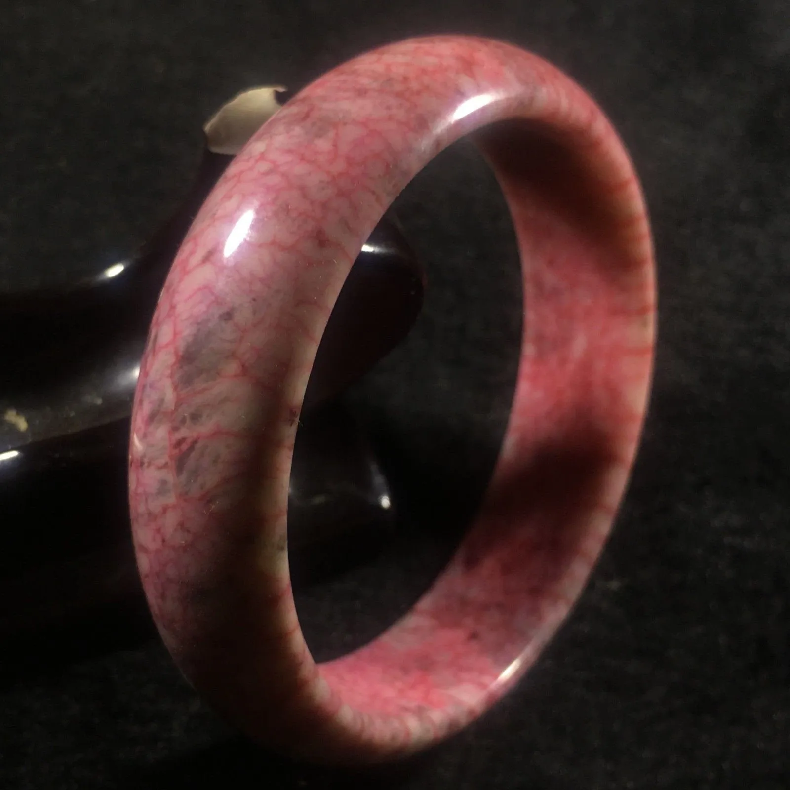 10% OFF- 56/57/58mm Certified Natural Red Peach Blossom Emerald A*Jade HandCarved Bangle A023