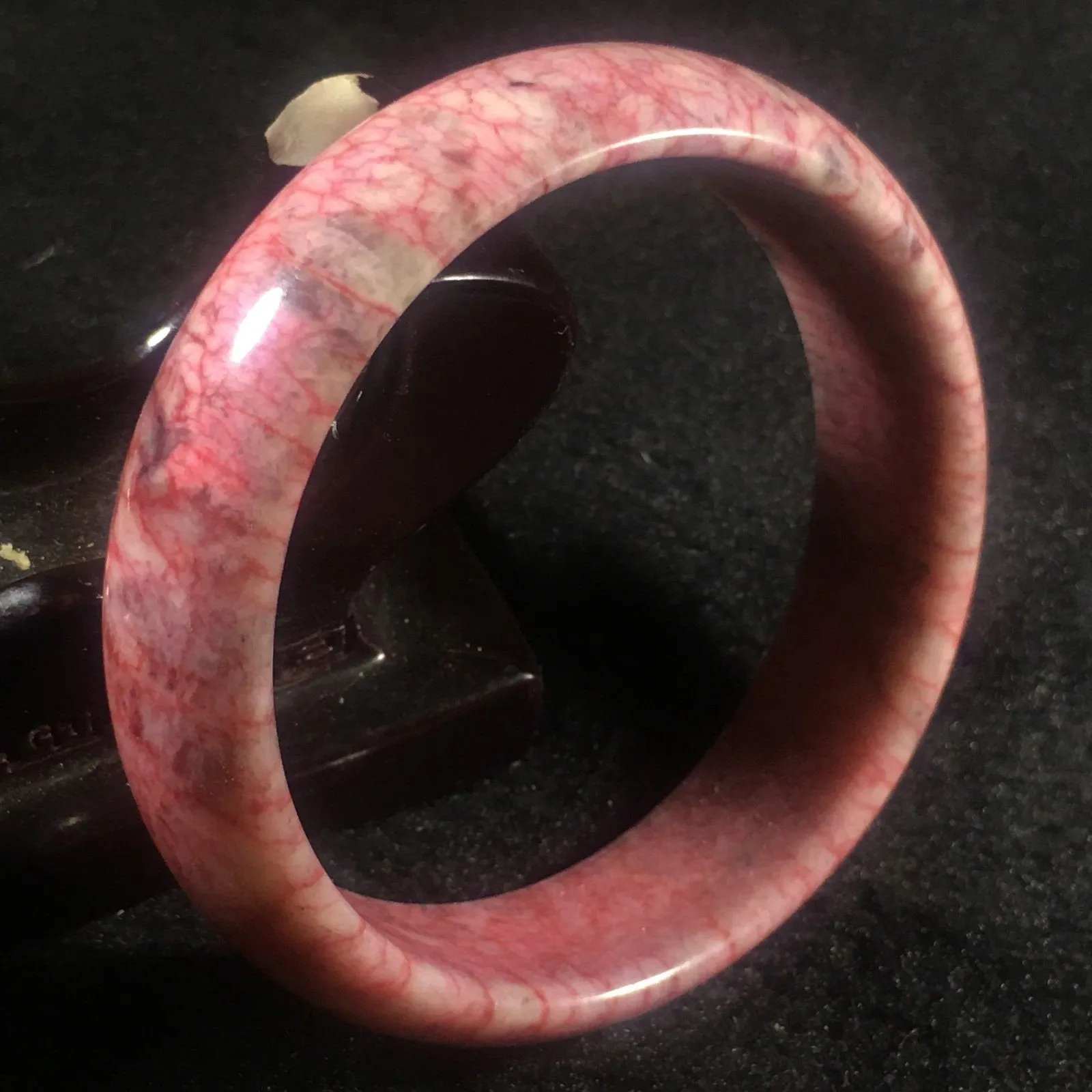 10% OFF- 56/57/58mm Certified Natural Red Peach Blossom Emerald A*Jade HandCarved Bangle A023