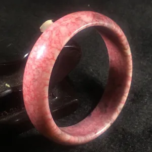 10% OFF- 56/57/58mm Certified Natural Red Peach Blossom Emerald A*Jade HandCarved Bangle A023