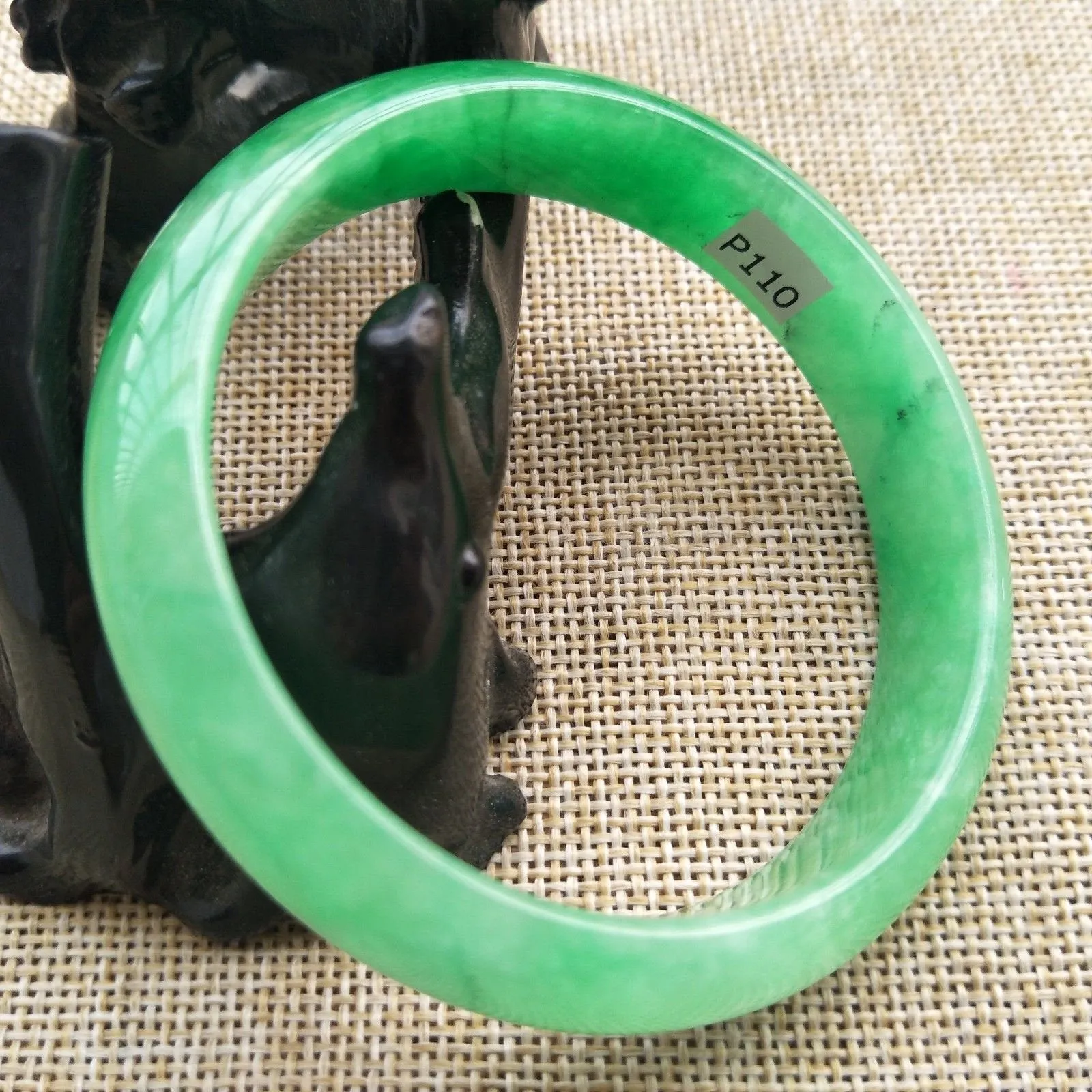 10% OFF- 57/58/59 mm Certified Natural Jadeite Emerald A*Jade HandCarved Bangle P110