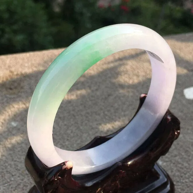 10% OFF- 57/58/59mm Certified Natural 3 Color Jadeite Emerald A*Jade HandCarved Bangle x2077