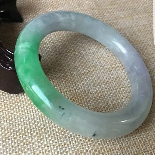 10% OFF- 57/58/59mm Certified Natural 3 Color Jadeite Emerald A*Jade HandCarved Ruyi Flower Bangle C046