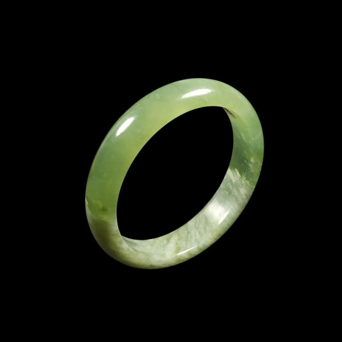 10% OFF- 57/58/59mm Certified Natural Cloud Green Jadeite Emerald A*Jade HandCarved Bangle VV2653