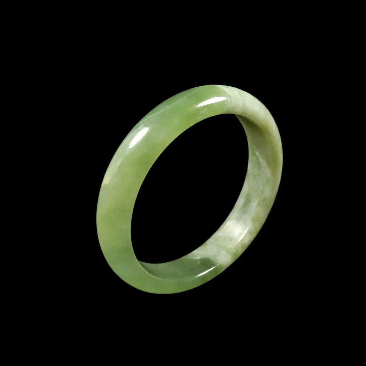 10% OFF- 57/58/59mm Certified Natural Cloud Green Jadeite Emerald A*Jade HandCarved Bangle VV2653