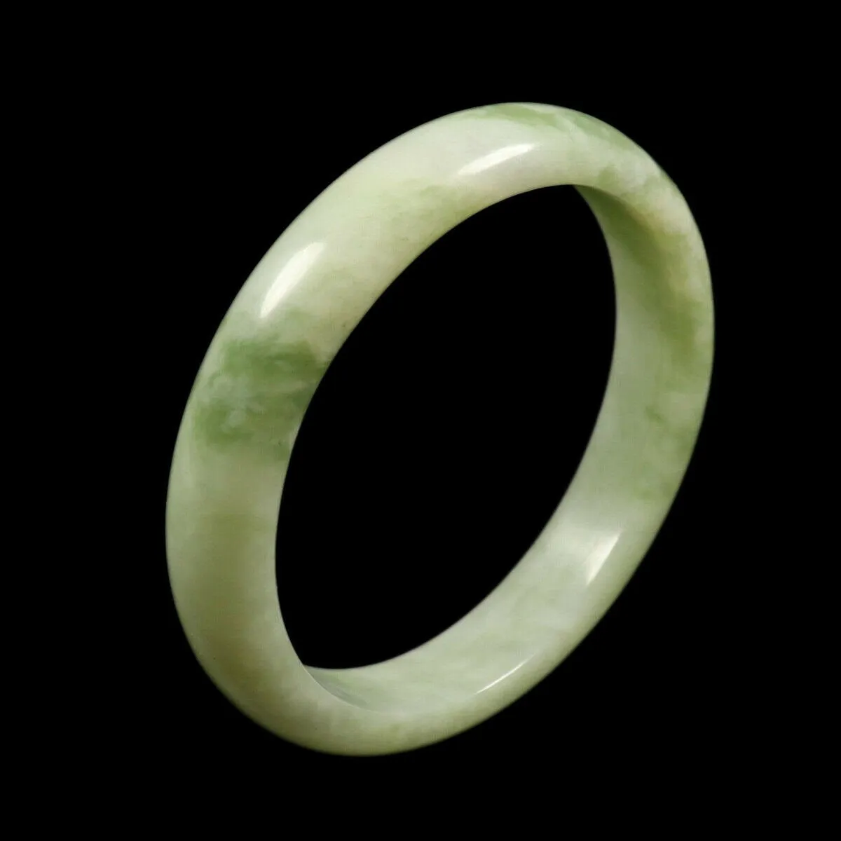 10% OFF- 57/58/59mm Certified Natural Cloud Light Green Jadeite Emerald A Jade Bangle V3036