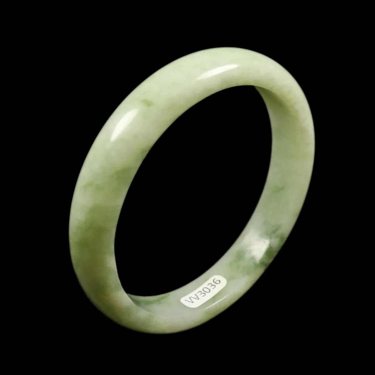 10% OFF- 57/58/59mm Certified Natural Cloud Light Green Jadeite Emerald A Jade Bangle V3036