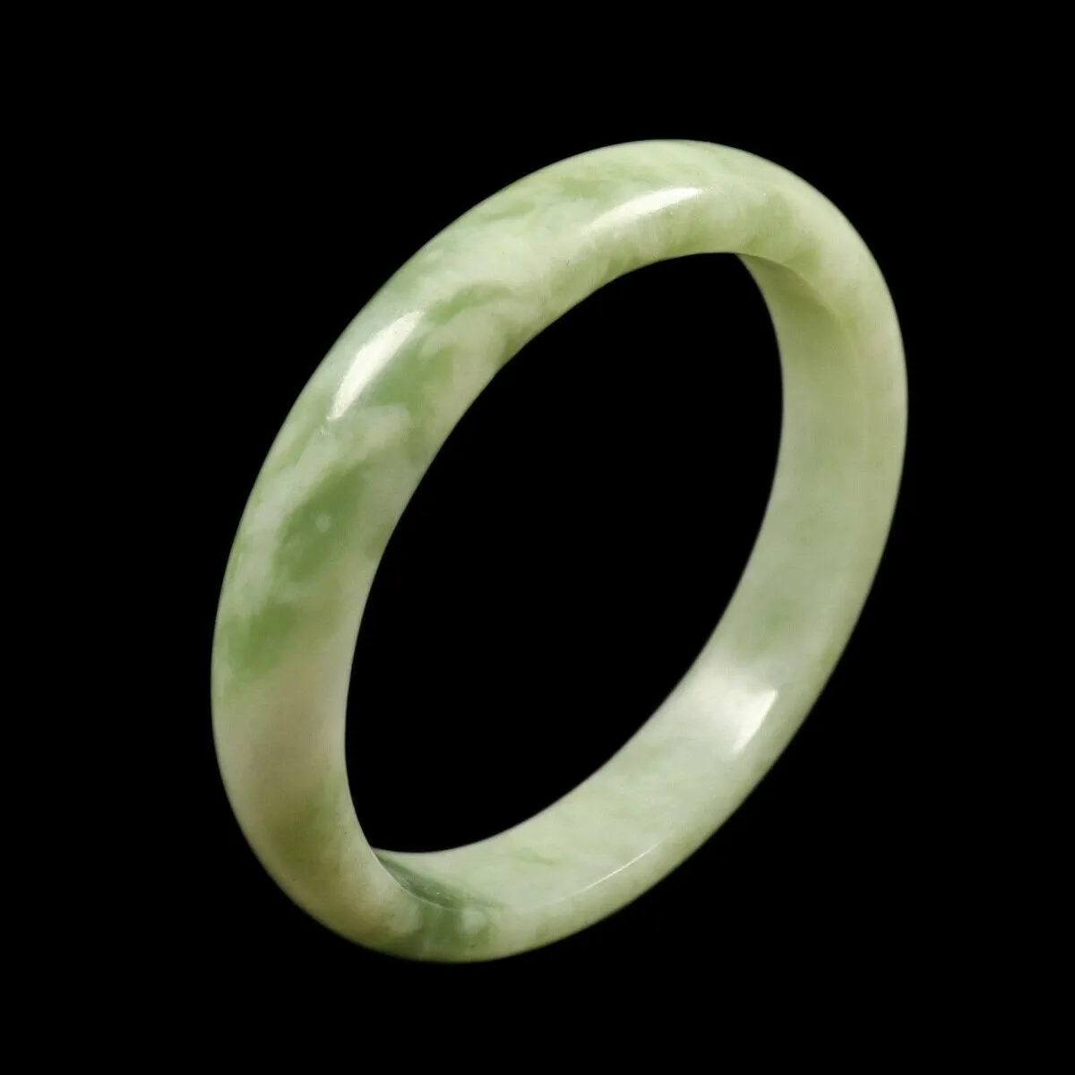 10% OFF- 57/58/59mm Certified Natural Cloud Light Green Jadeite Emerald A Jade Bangle V3036