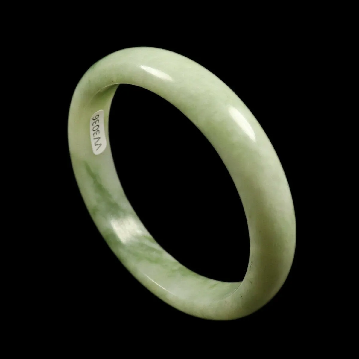 10% OFF- 57/58/59mm Certified Natural Cloud Light Green Jadeite Emerald A Jade Bangle V3036
