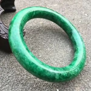 10% OFF- 57/58/59mm Certified Natural Green Jadeite Emerald A*Jade HandCarve Round Bracelet Bangle GX3738