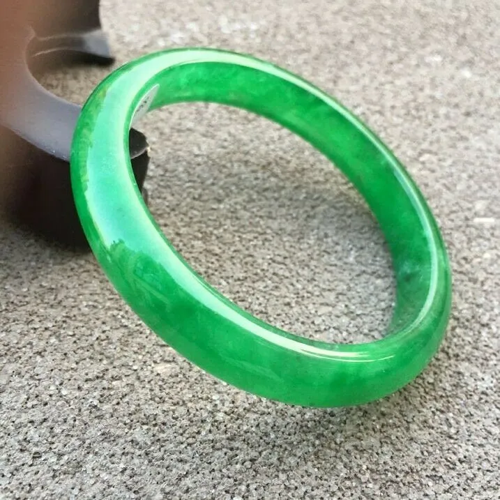10% OFF- 57/58/59mm Certified Natural Green Jadeite Emerald A*Jade HandCarved Bangle x0868