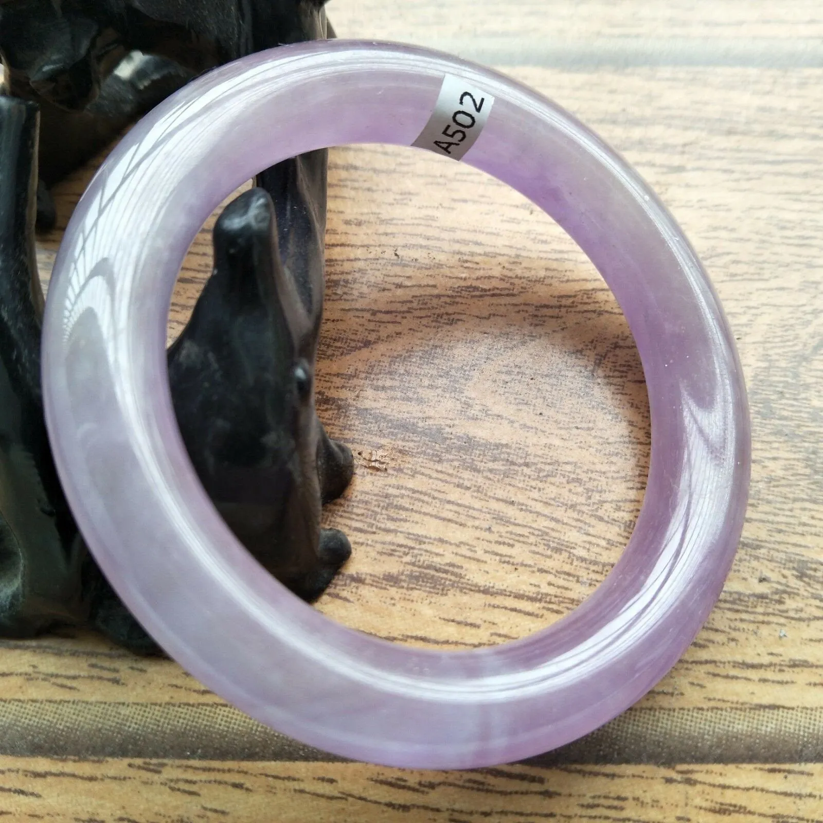 10% OFF- 57/58/59mm Certified Natural Lavender Jadeite Emerald A*Jade HandCarved Bangle A502