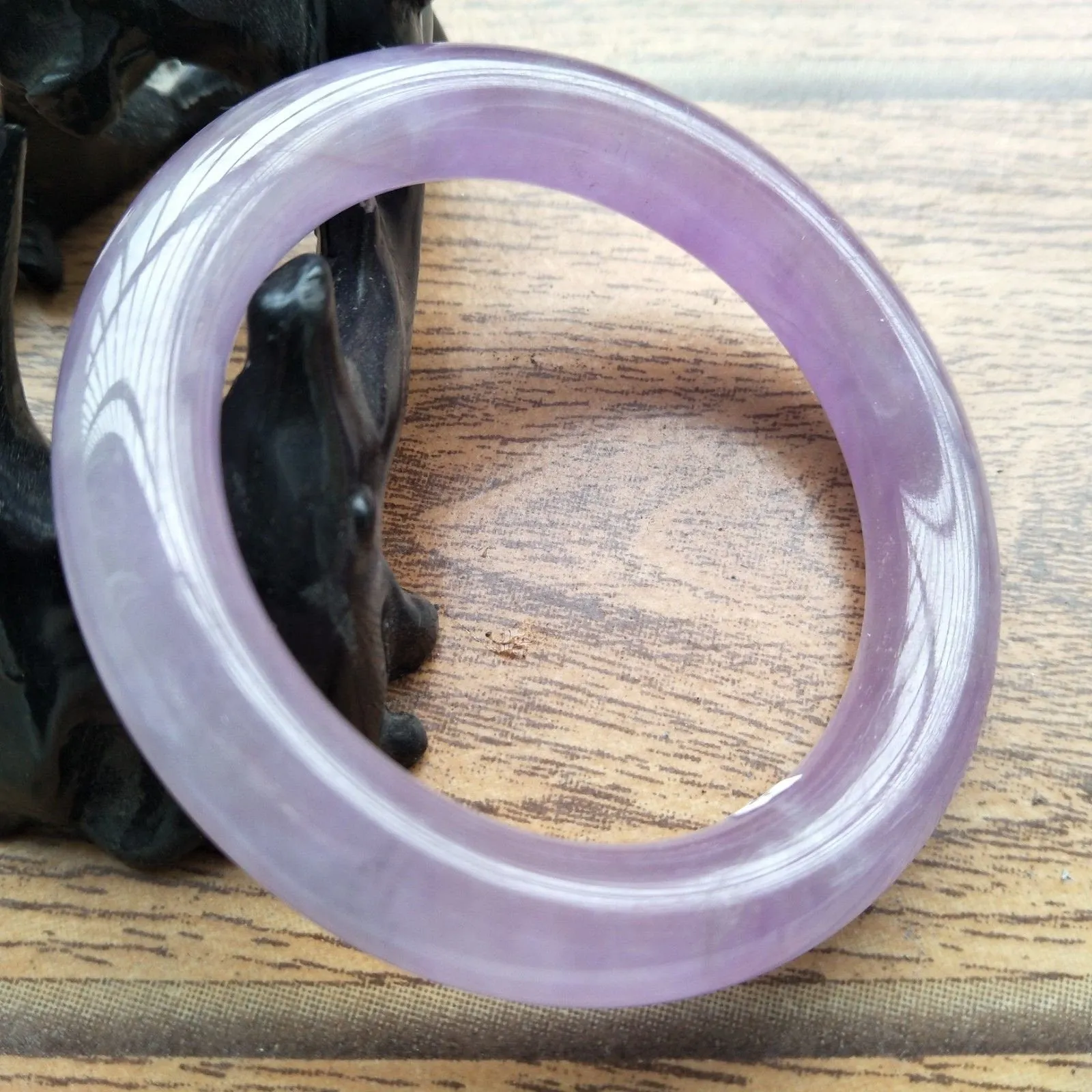 10% OFF- 57/58/59mm Certified Natural Lavender Jadeite Emerald A*Jade HandCarved Bangle A502