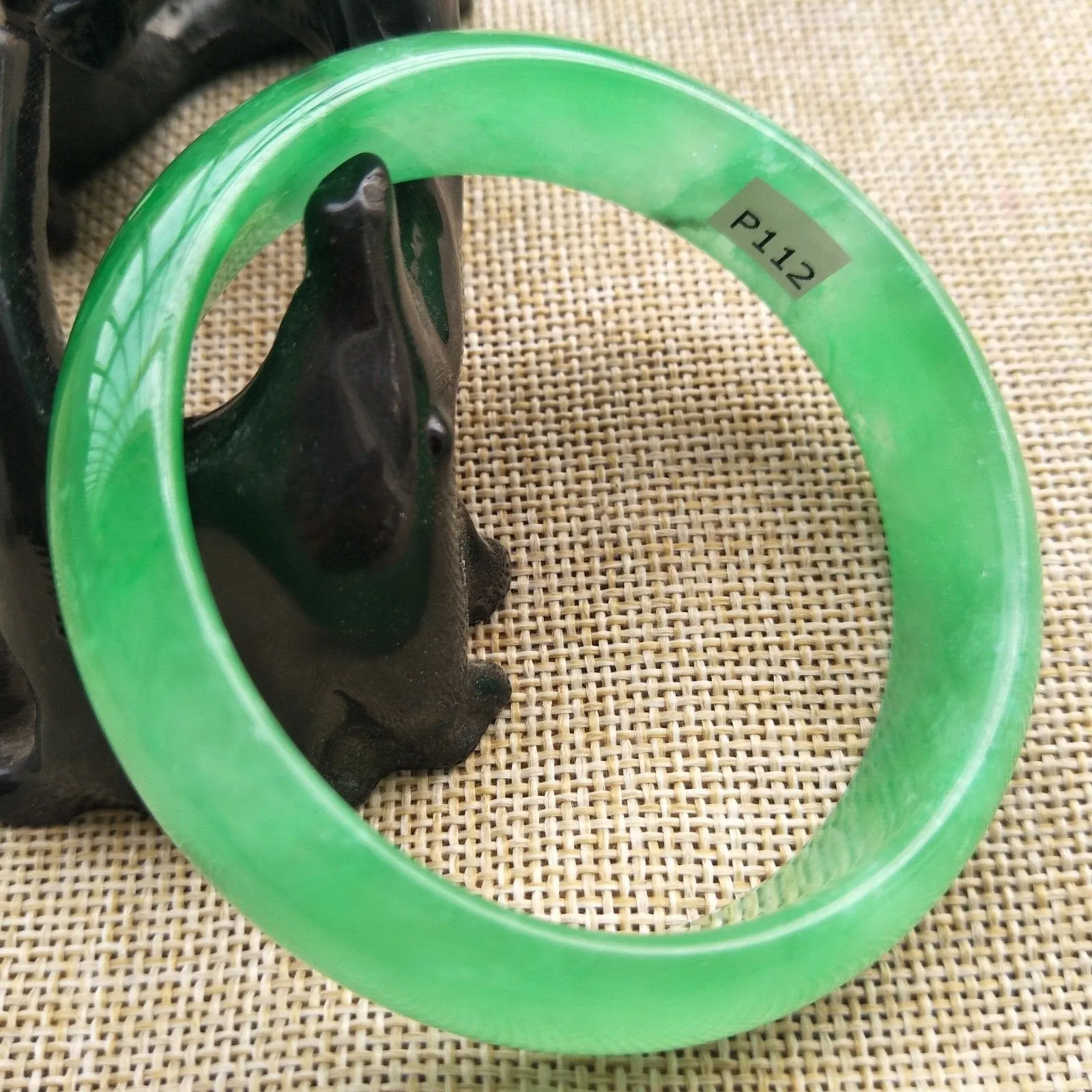 10% OFF- 58/59/60 mm Certified Natural Jadeite Emerald A*Jade HandCarved Bangle P112