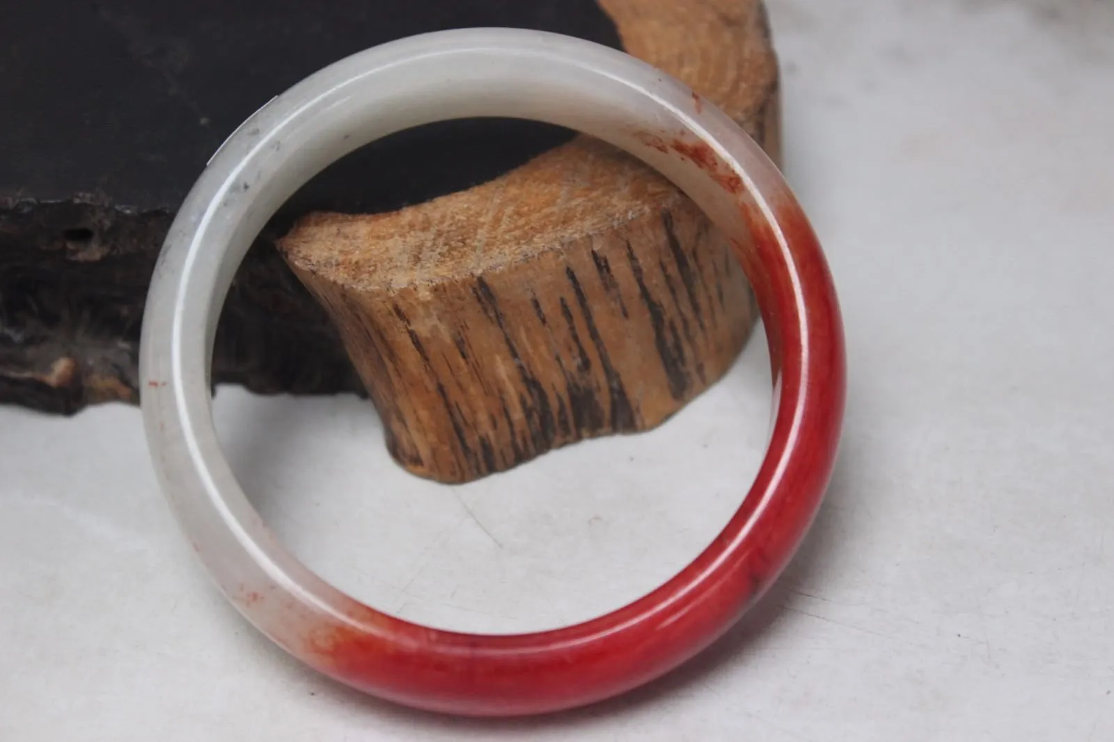 10% OFF- 58/59/60 mm Certified Natural Red Emerald A*Jade Handcarved Bangle H372