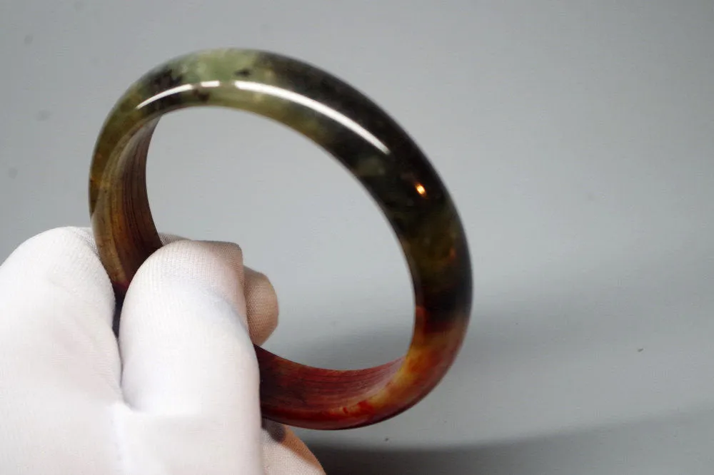 10% OFF- 58/59/60 mm Certified Natural Red Emerald A*Jade Handcarved Bangle XB-305