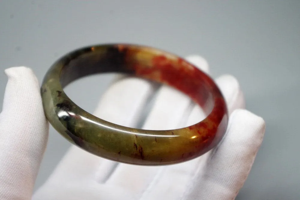 10% OFF- 58/59/60 mm Certified Natural Red Emerald A*Jade Handcarved Bangle XB-305
