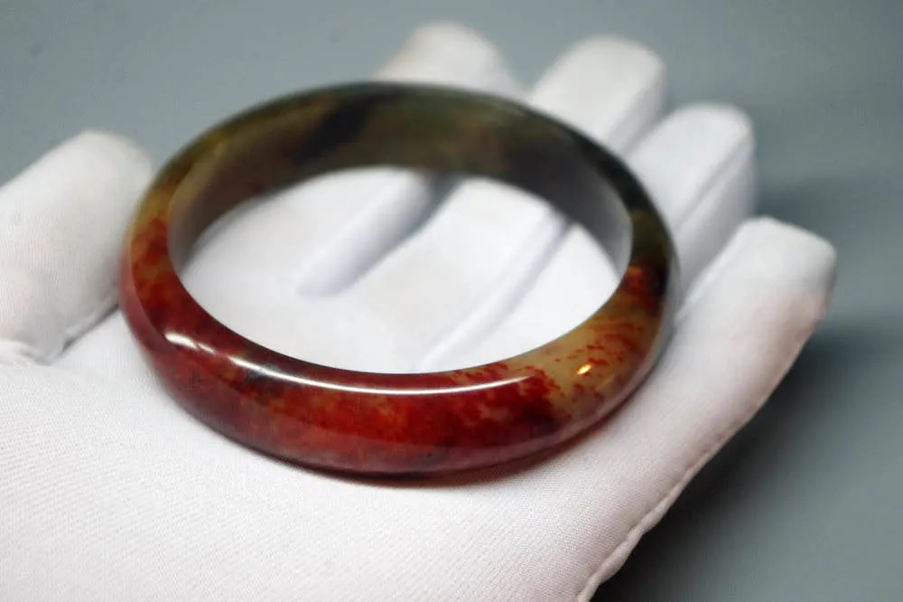 10% OFF- 58/59/60 mm Certified Natural Red Emerald A*Jade Handcarved Bangle XB-305