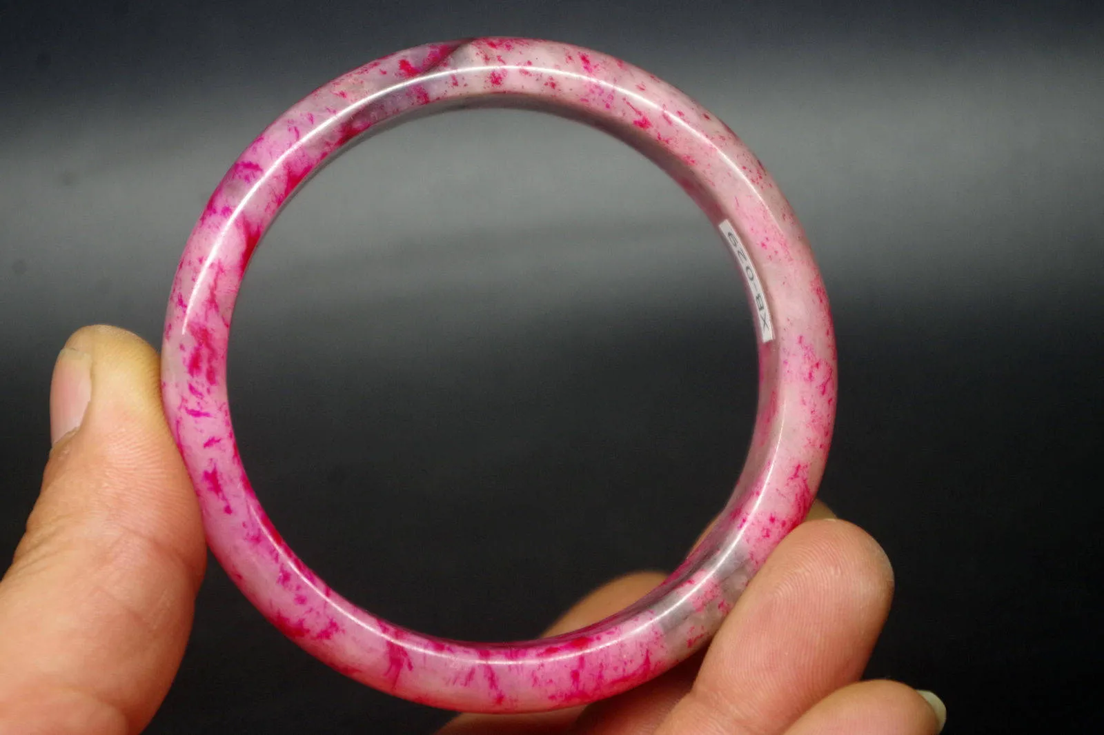 10% OFF- 58/59/60 mm Certified Natural Red Peach Blossom Jadeite Emerald Jade Bracelet Bangle 《Grade A》XB-029