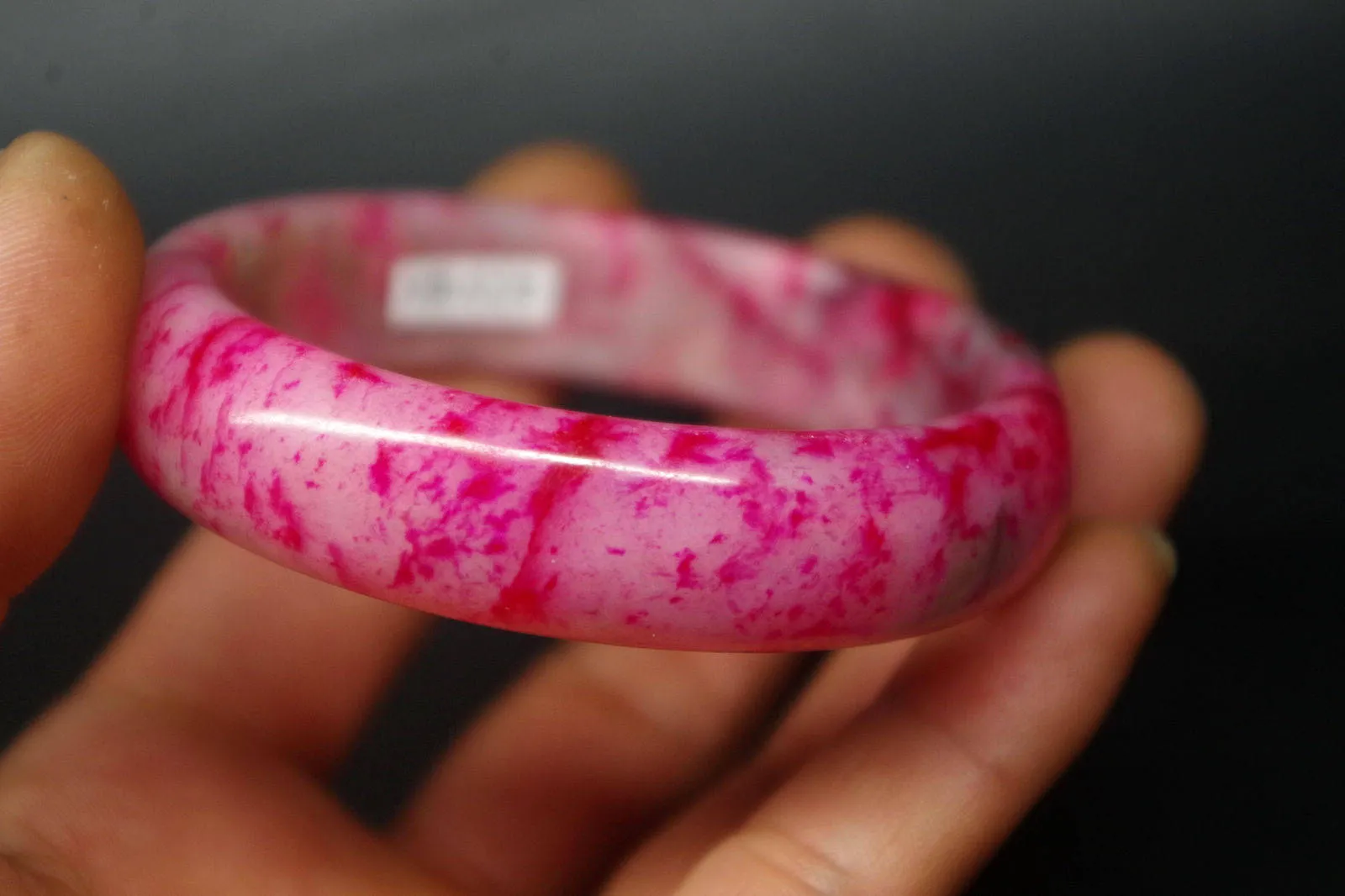 10% OFF- 58/59/60 mm Certified Natural Red Peach Blossom Jadeite Emerald Jade Bracelet Bangle 《Grade A》XB-029