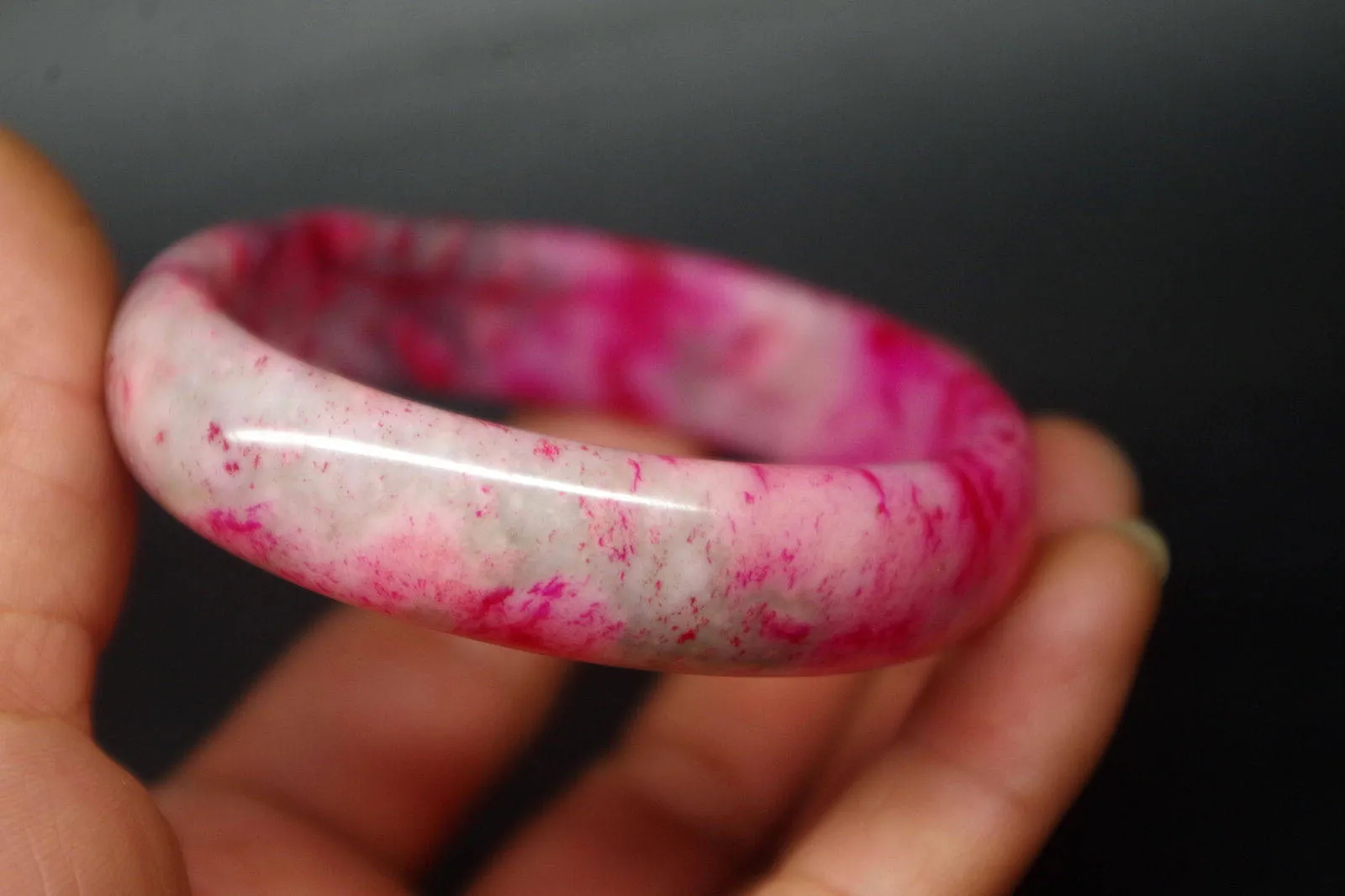 10% OFF- 58/59/60 mm Certified Natural Red Peach Blossom Jadeite Emerald Jade Bracelet Bangle 《Grade A》XB-029