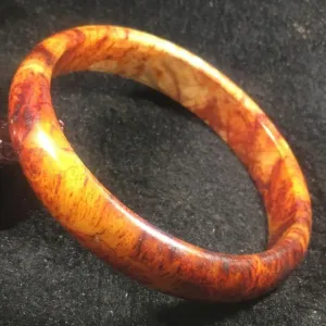 10% OFF- 58/59/60 mm Certified Natural Red Yellow Jadeite Emerald A*Jade HandCarved Ruyi Flower Bangle A042