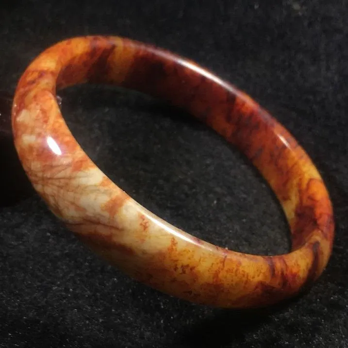 10% OFF- 58/59/60 mm Certified Natural Red Yellow Jadeite Emerald A*Jade HandCarved Ruyi Flower Bangle A042