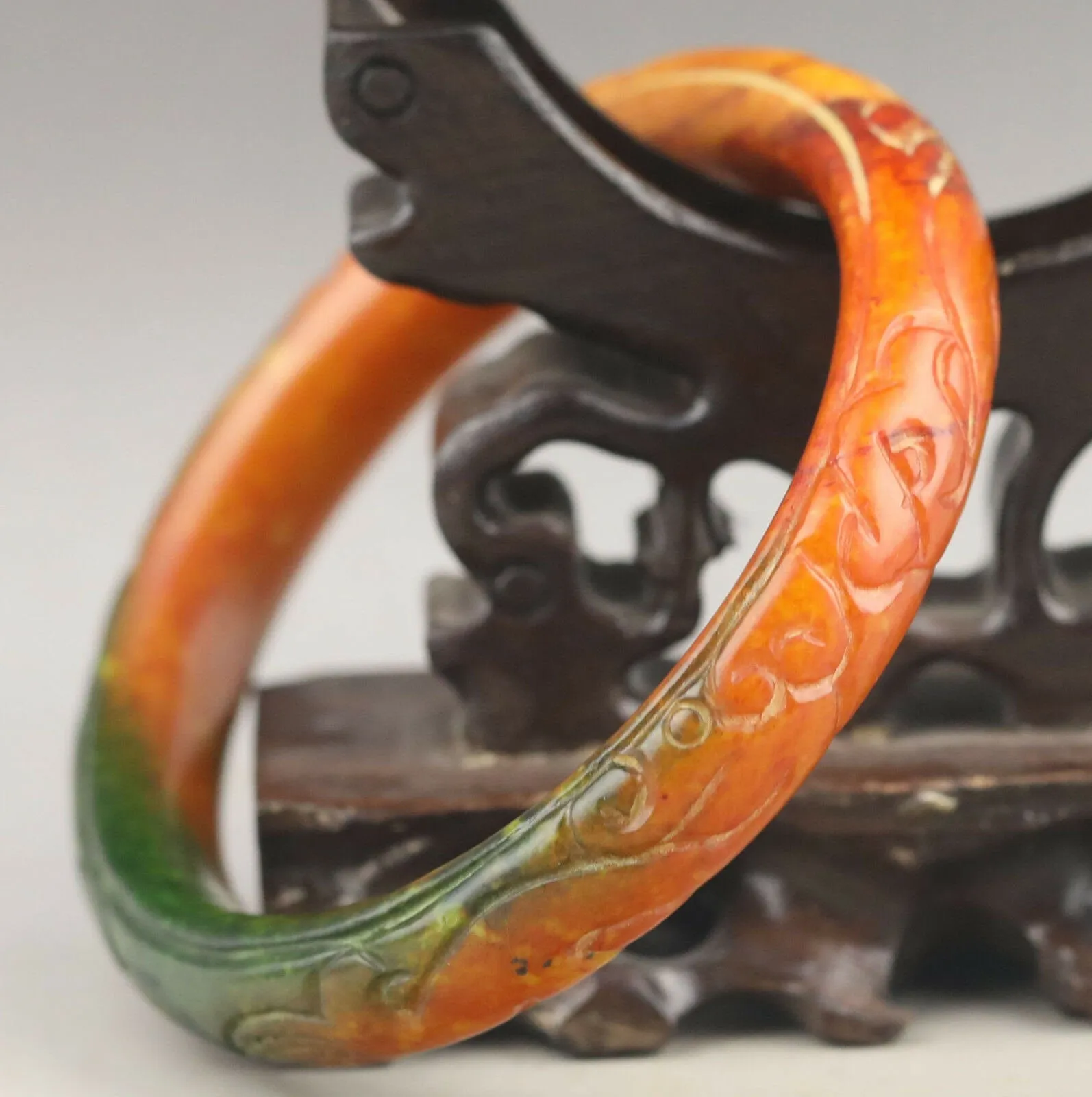 10% OFF- 58/59/60mm Certified Natural 3 Color Jadeite Emerald A*Jade HandCarved Dragon Bangle NO.G329