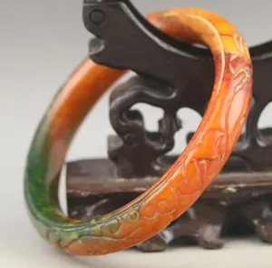 10% OFF- 58/59/60mm Certified Natural 3 Color Jadeite Emerald A*Jade HandCarved Dragon Bangle NO.G329