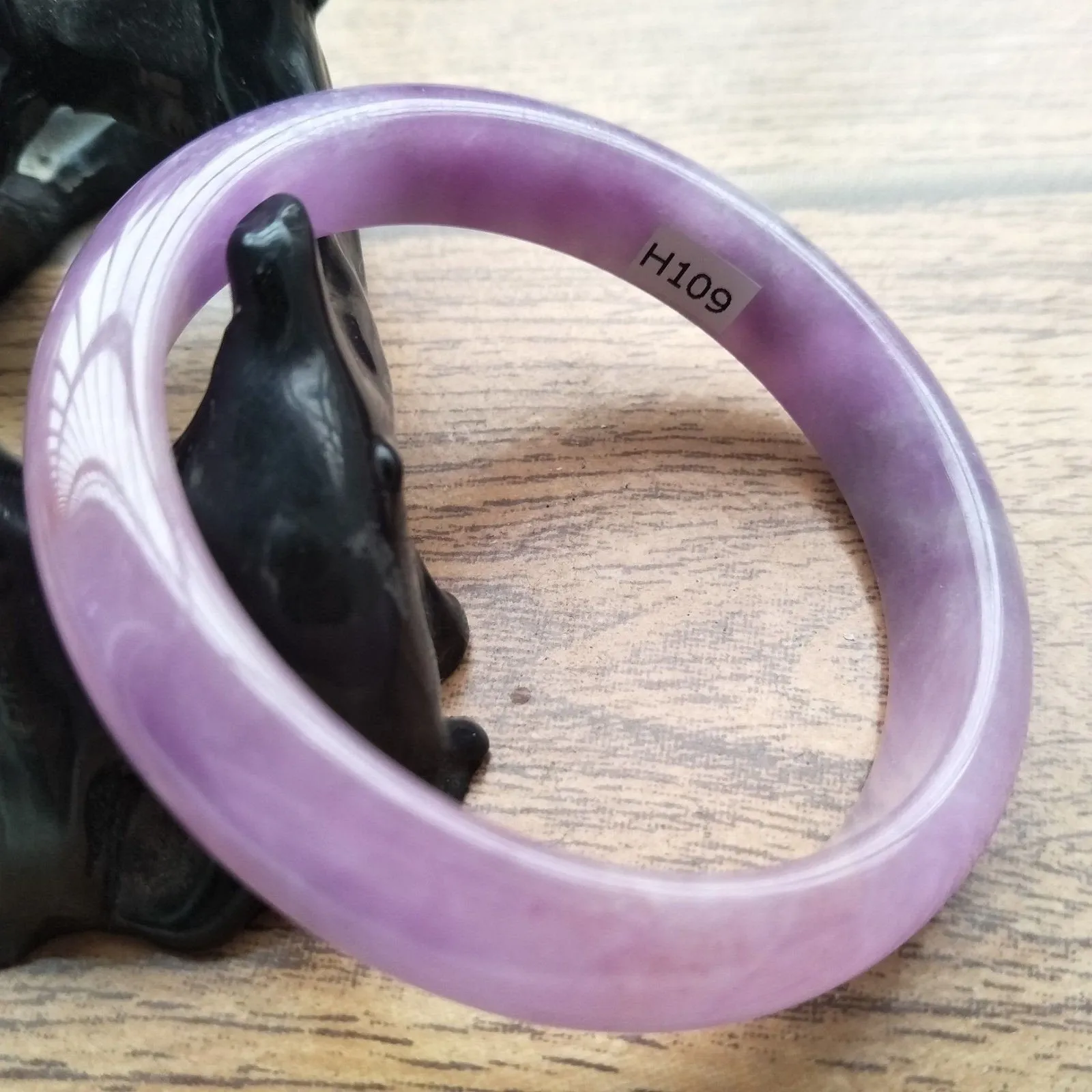 10% OFF- 58/59/60mm Certified Natural Lavender Jadeite Emerald A*Jade HandCarved Bangle H109