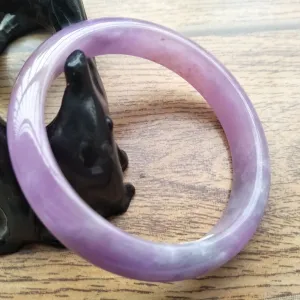 10% OFF- 58/59/60mm Certified Natural Lavender Jadeite Emerald A*Jade HandCarved Bangle H109