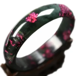 10% OFF- 58/59/60mm Certified Natural Peach Blossom Emerald A Jade HandCarved Bangle A1940