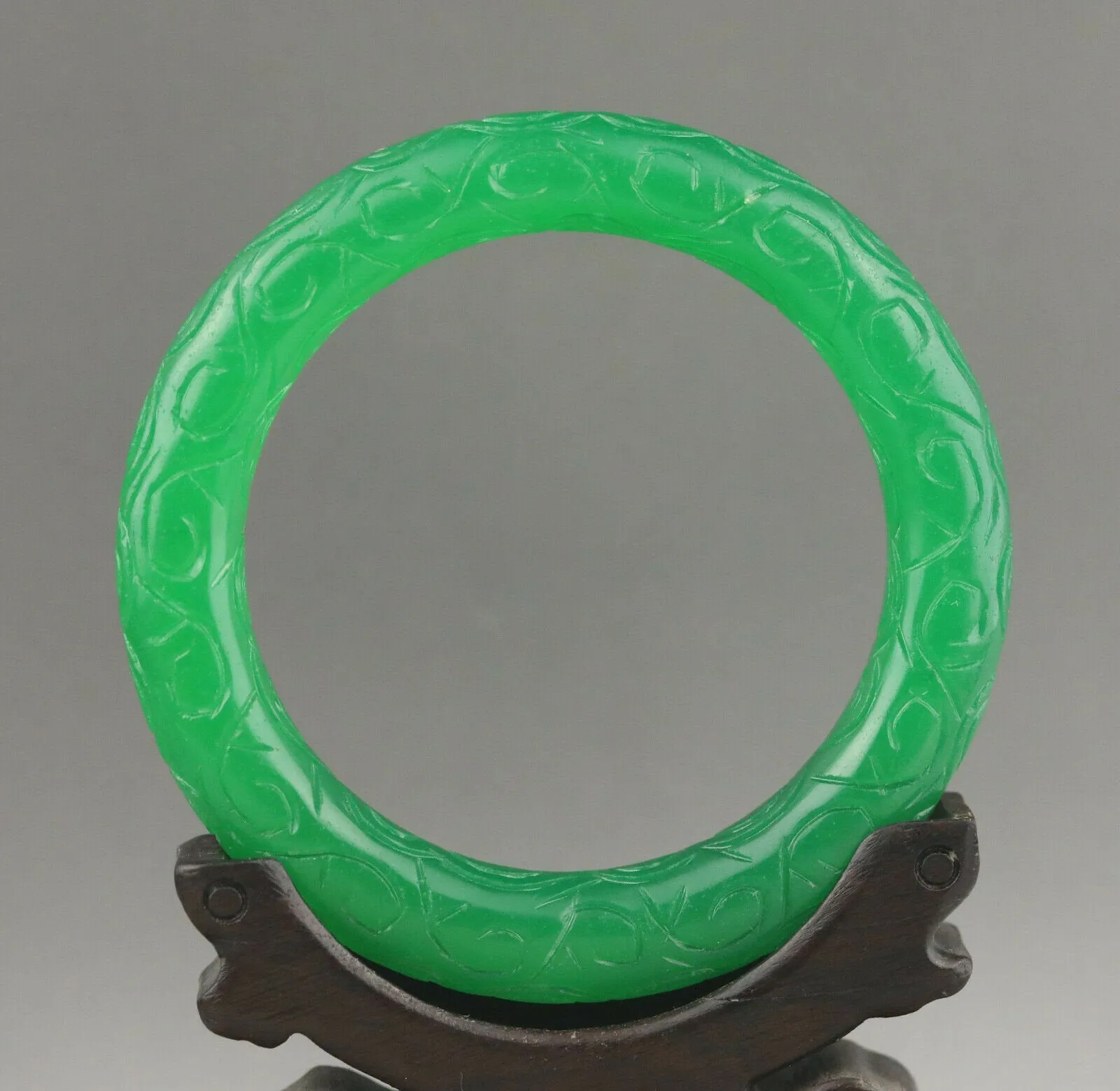 10% OFF- 60/61/62mm Certified Natural Jadeite Emerald A*Jade HandCarved Dragon Round Bracelet Bangle A1940 with Gift Box