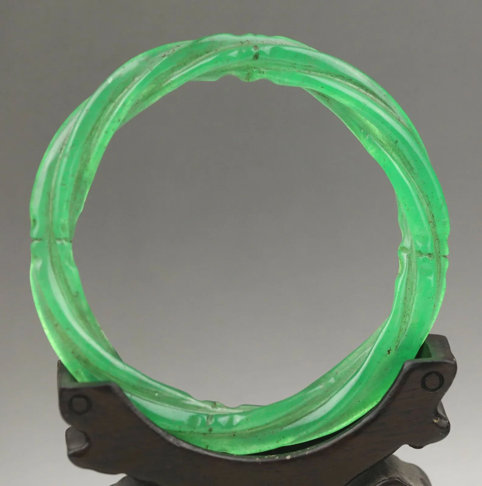 10% OFF- 63/64/65mm Certified China Natural Green Jadeite Emerald A*Jade HandCaved Lucky Bangle NO.G366