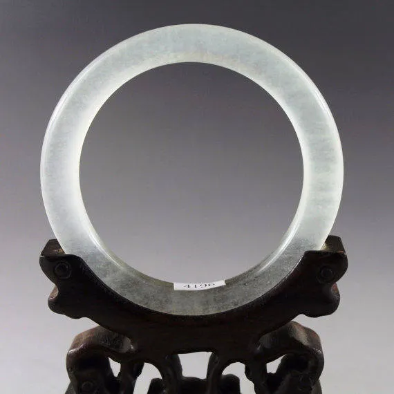 10% OFF on Sales- 57 mm-Certified Natural Ice Jadeite Emerald A Jade HandCarved Round Bracelet Bangle 4196