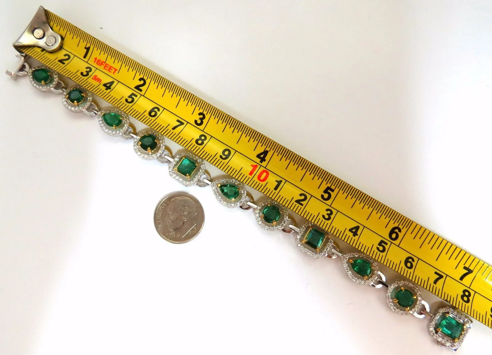 10.62ct natural emeralds diamond halo bracelet 14kt