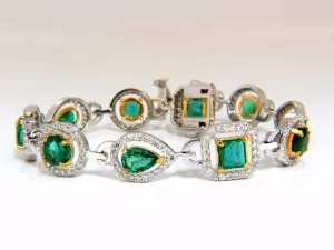 10.62ct natural emeralds diamond halo bracelet 14kt