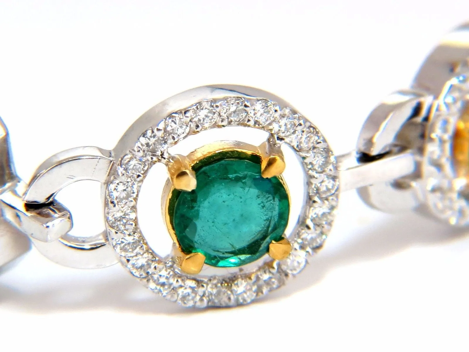 10.62ct natural emeralds diamond halo bracelet 14kt