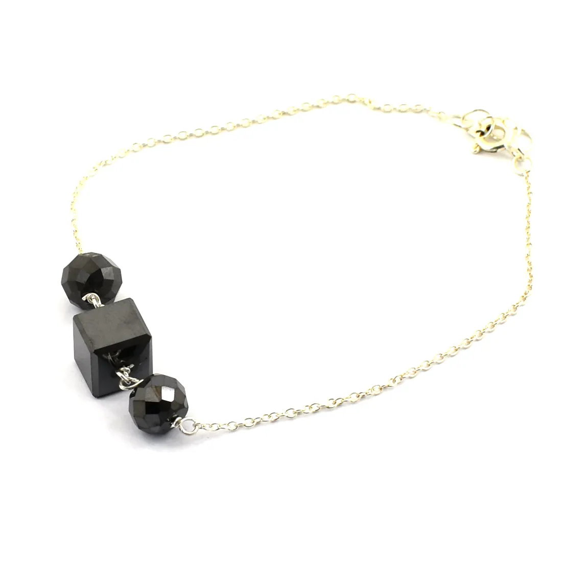 12.25 Ct AAA Certified, Black Diamond Chain Bracelet in 925 Silver, Great Look & Very Elegant