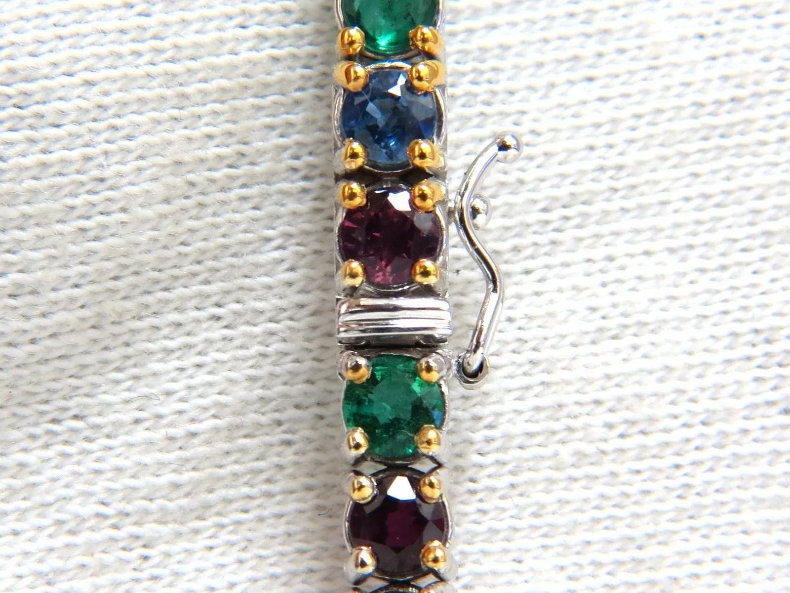 12ct natural ruby emerald sapphires diamond tennis bracelet 14kt gem line