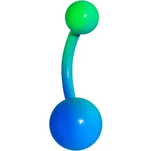 14 Gauge 3/8 Color Plated Blue Green Fade Belly Ring